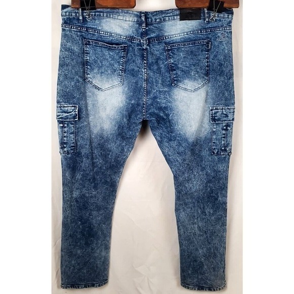 Rocawear Blue Blast Jeans Y2k Size 44/32 Skinny Baggy Dark‎ Light Wash Hip-hop - Picture 5 of 7